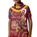 Custom NRL Broncos NAIDOC Week Kid Polo Shirt Keep The Fire Burning Indigenous Art