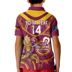 Custom NRL Broncos NAIDOC Week Kid Polo Shirt Keep The Fire Burning Indigenous Art