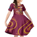 Custom NRL Broncos NAIDOC Week Kid Short Sleeve Dress Keep The Fire Burning Indigenous Art