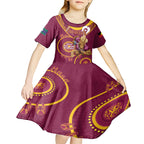 Custom NRL Broncos NAIDOC Week Kid Short Sleeve Dress Keep The Fire Burning Indigenous Art