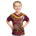 Custom NRL Broncos NAIDOC Week Kid T Shirt Keep The Fire Burning Indigenous Art
