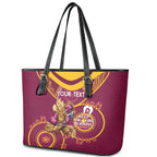 Custom NRL Broncos NAIDOC Week Leather Tote Bag Keep The Fire Burning Indigenous Art