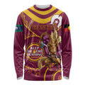 Custom NRL Broncos NAIDOC Week Long Sleeve Shirt Keep The Fire Burning Indigenous Art