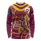 Custom NRL Broncos NAIDOC Week Long Sleeve Shirt Keep The Fire Burning Indigenous Art