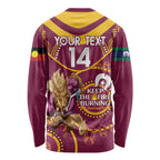 Custom NRL Broncos NAIDOC Week Long Sleeve Shirt Keep The Fire Burning Indigenous Art