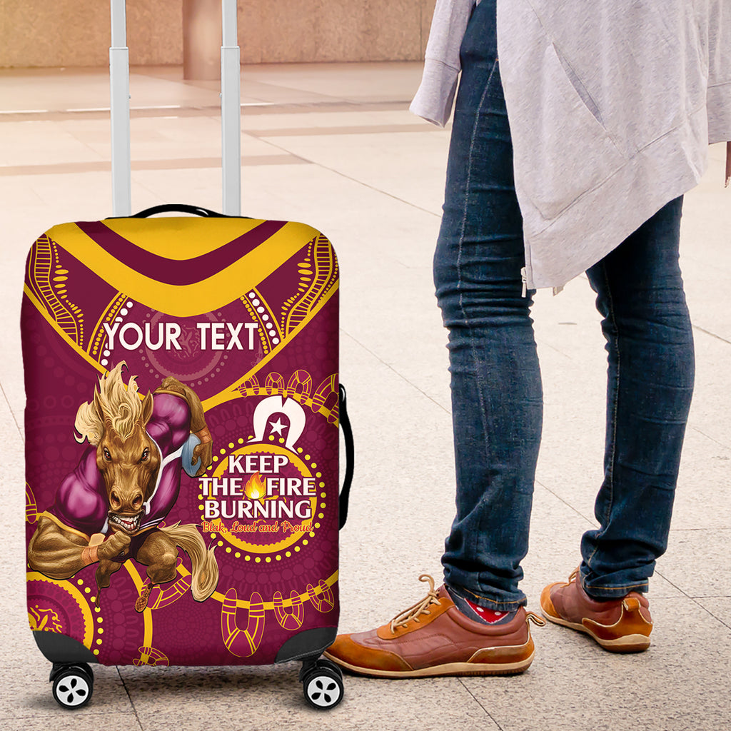 Custom NRL Broncos NAIDOC Week Luggage Cover Keep The Fire Burning Indigenous Art