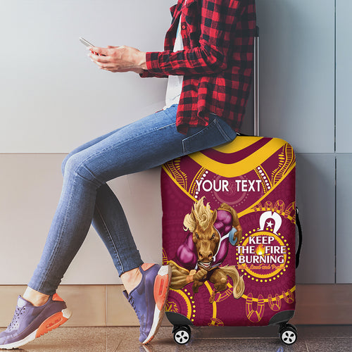 Custom NRL Broncos NAIDOC Week Luggage Cover Keep The Fire Burning Indigenous Art