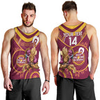 Custom NRL Broncos NAIDOC Week Men Tank Top Keep The Fire Burning Indigenous Art