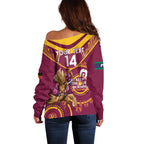 Custom NRL Broncos NAIDOC Week Off Shoulder Sweater Keep The Fire Burning Indigenous Art