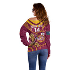 Custom NRL Broncos NAIDOC Week Off Shoulder Sweater Keep The Fire Burning Indigenous Art