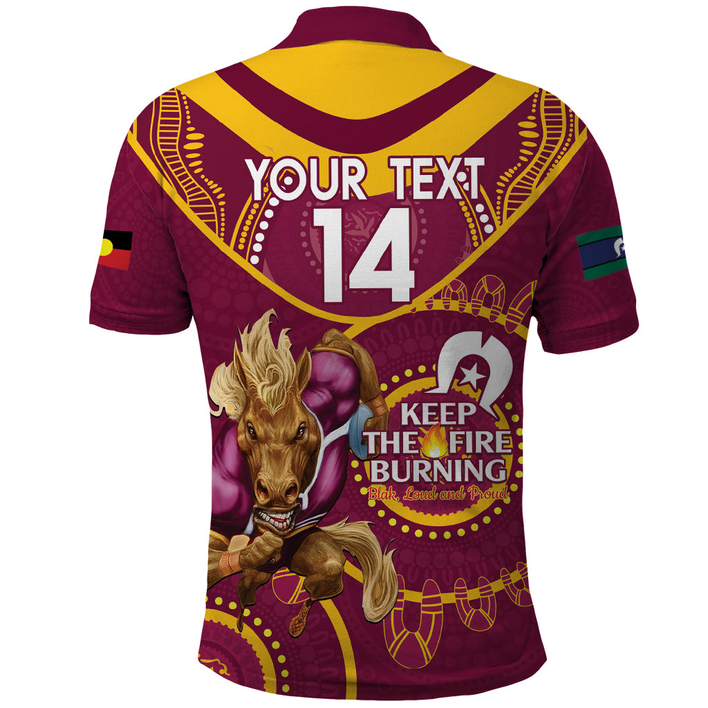 Custom NRL Broncos NAIDOC Week Polo Shirt Keep The Fire Burning Indigenous Art