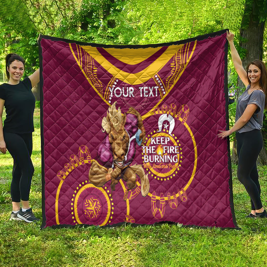 Custom NRL Broncos NAIDOC Week Quilt Keep The Fire Burning Indigenous Art