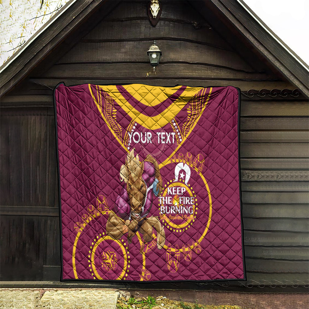 Custom NRL Broncos NAIDOC Week Quilt Keep The Fire Burning Indigenous Art