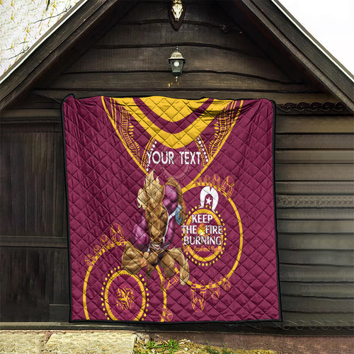 Custom NRL Broncos NAIDOC Week Quilt Keep The Fire Burning Indigenous Art