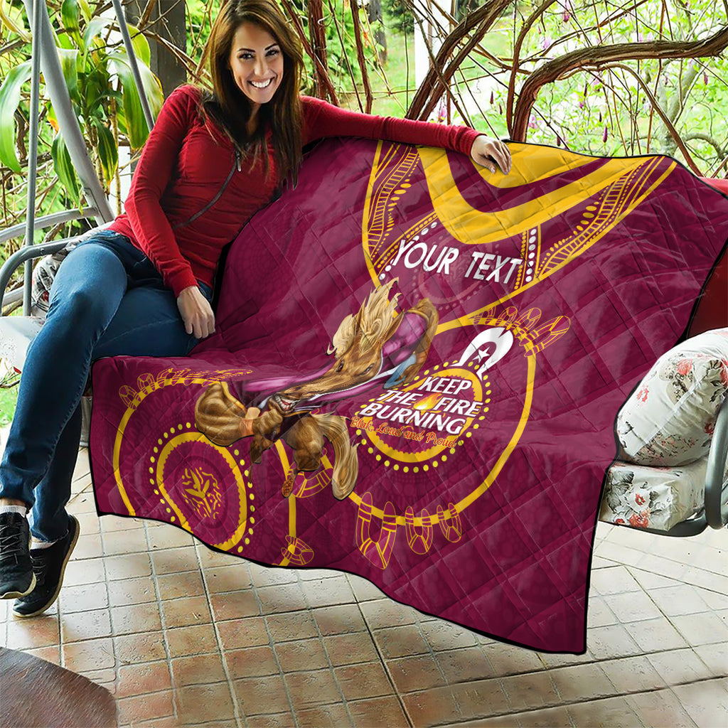 Custom NRL Broncos NAIDOC Week Quilt Keep The Fire Burning Indigenous Art