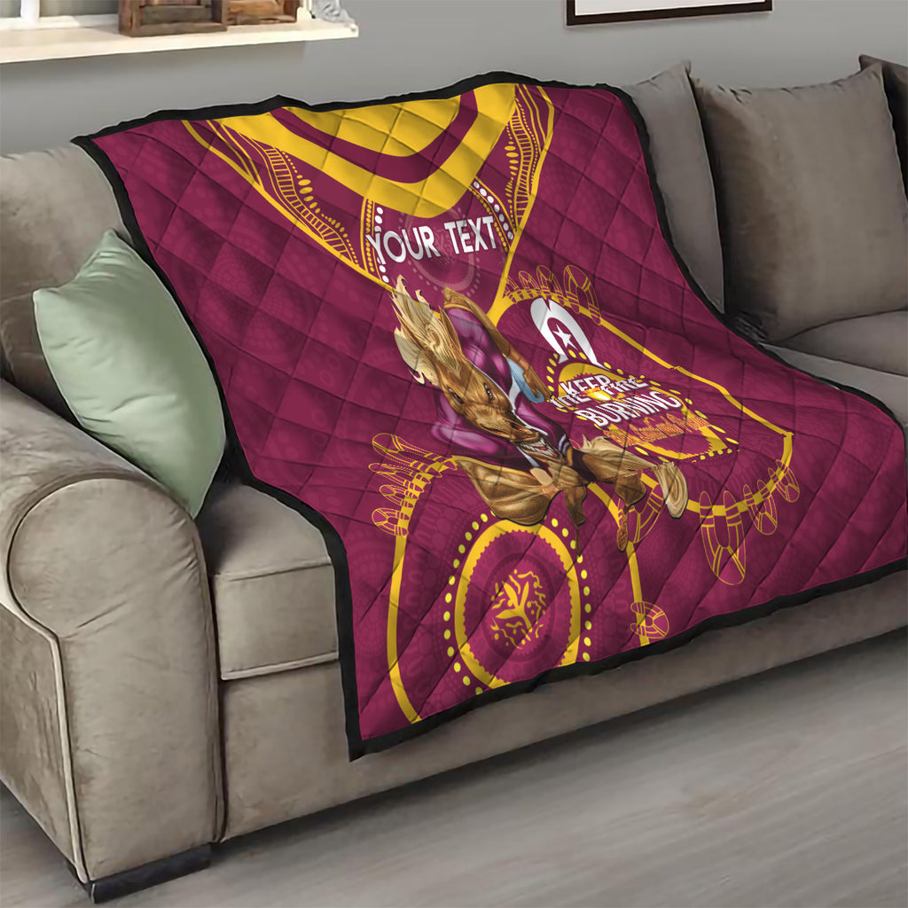 Custom NRL Broncos NAIDOC Week Quilt Keep The Fire Burning Indigenous Art