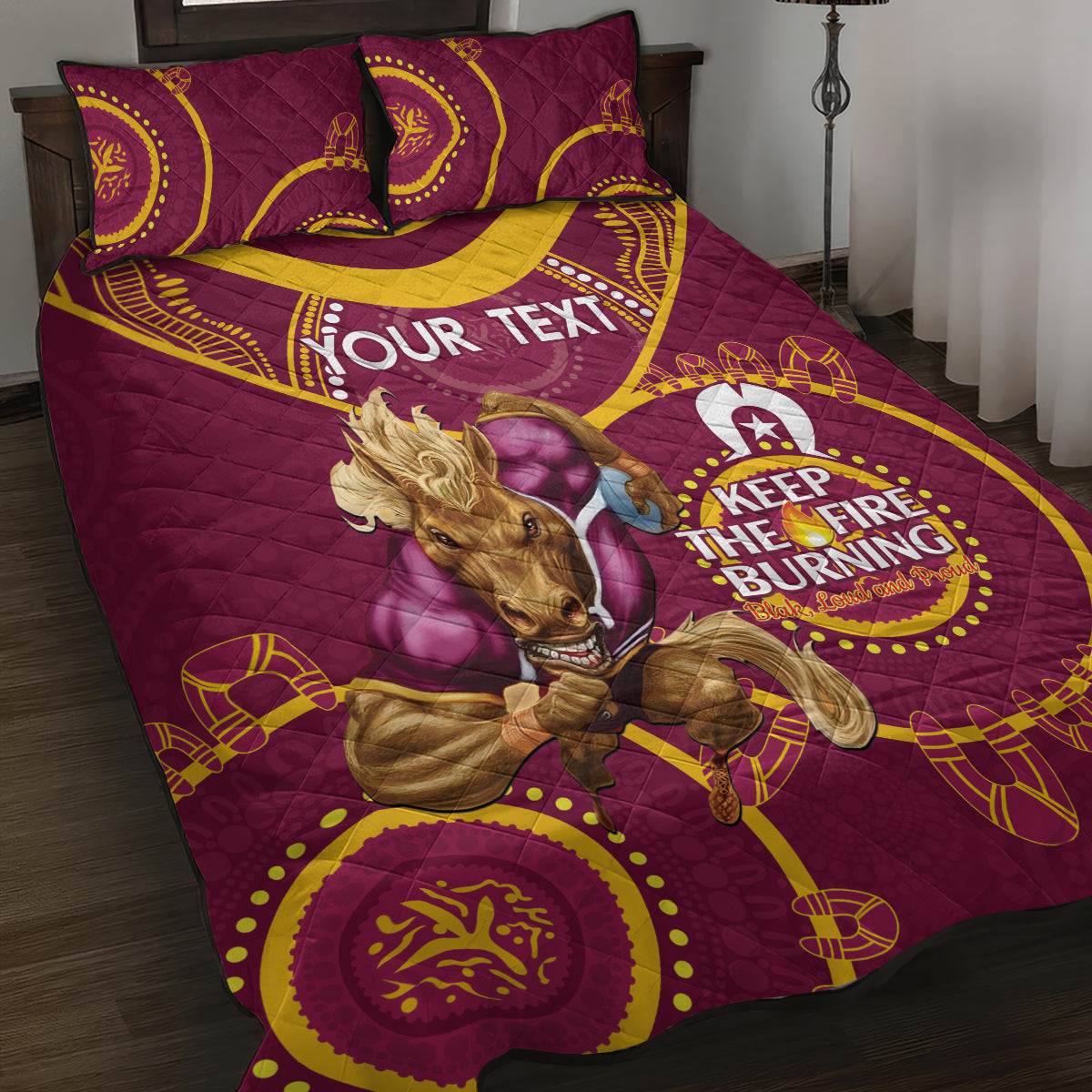 Custom NRL Broncos NAIDOC Week Quilt Bed Set Keep The Fire Burning Indigenous Art