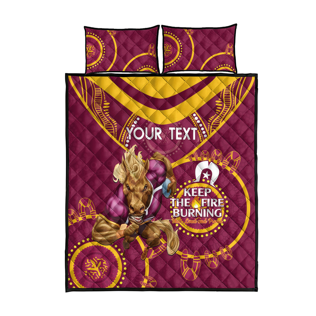 Custom NRL Broncos NAIDOC Week Quilt Bed Set Keep The Fire Burning Indigenous Art