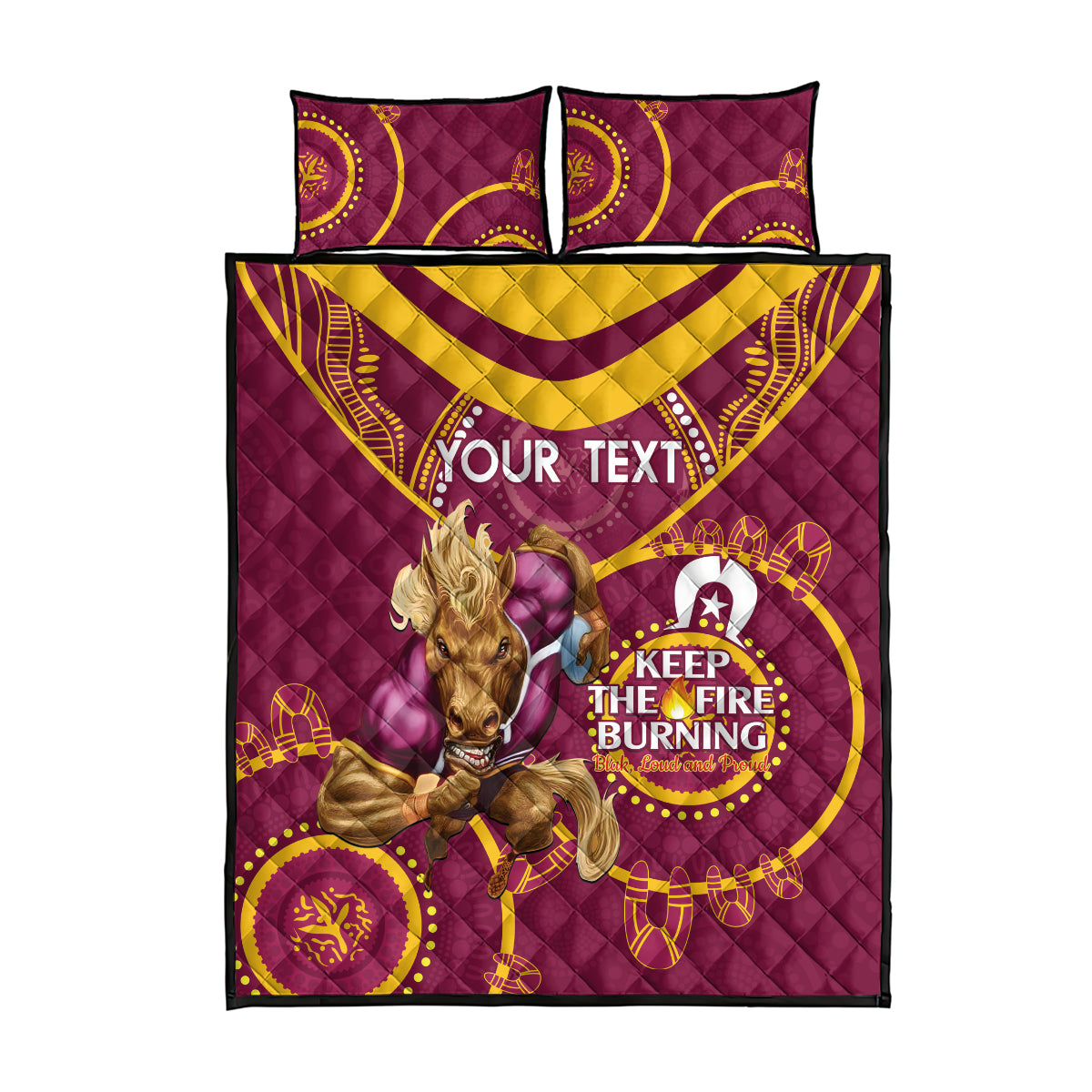 Custom NRL Broncos NAIDOC Week Quilt Bed Set Keep The Fire Burning Indigenous Art