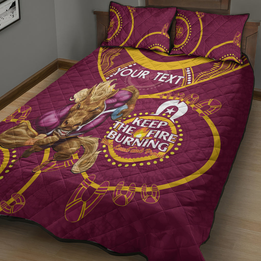Custom NRL Broncos NAIDOC Week Quilt Bed Set Keep The Fire Burning Indigenous Art