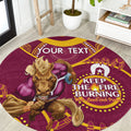 Custom NRL Broncos NAIDOC Week Round Carpet Keep The Fire Burning Indigenous Art