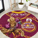 Custom NRL Broncos NAIDOC Week Round Carpet Keep The Fire Burning Indigenous Art