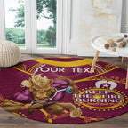 Custom NRL Broncos NAIDOC Week Round Carpet Keep The Fire Burning Indigenous Art