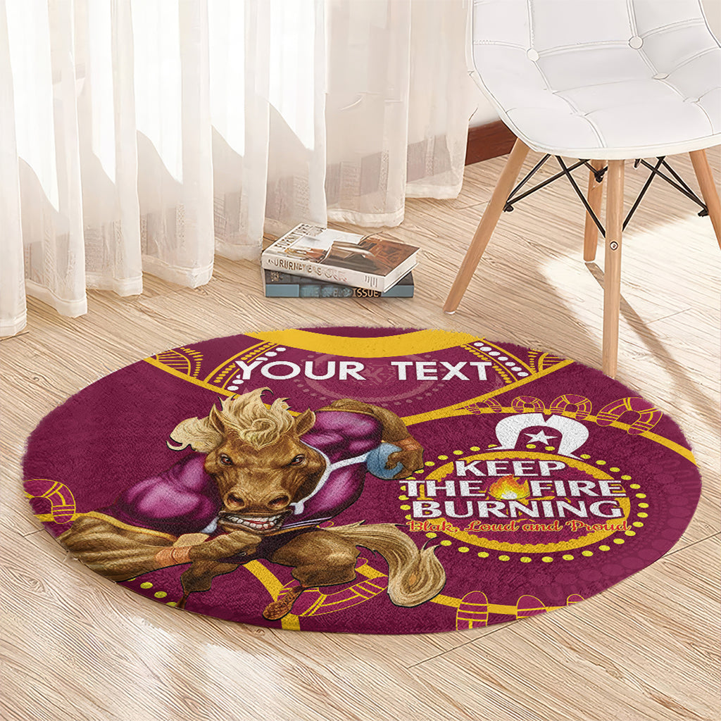 Custom NRL Broncos NAIDOC Week Round Carpet Keep The Fire Burning Indigenous Art