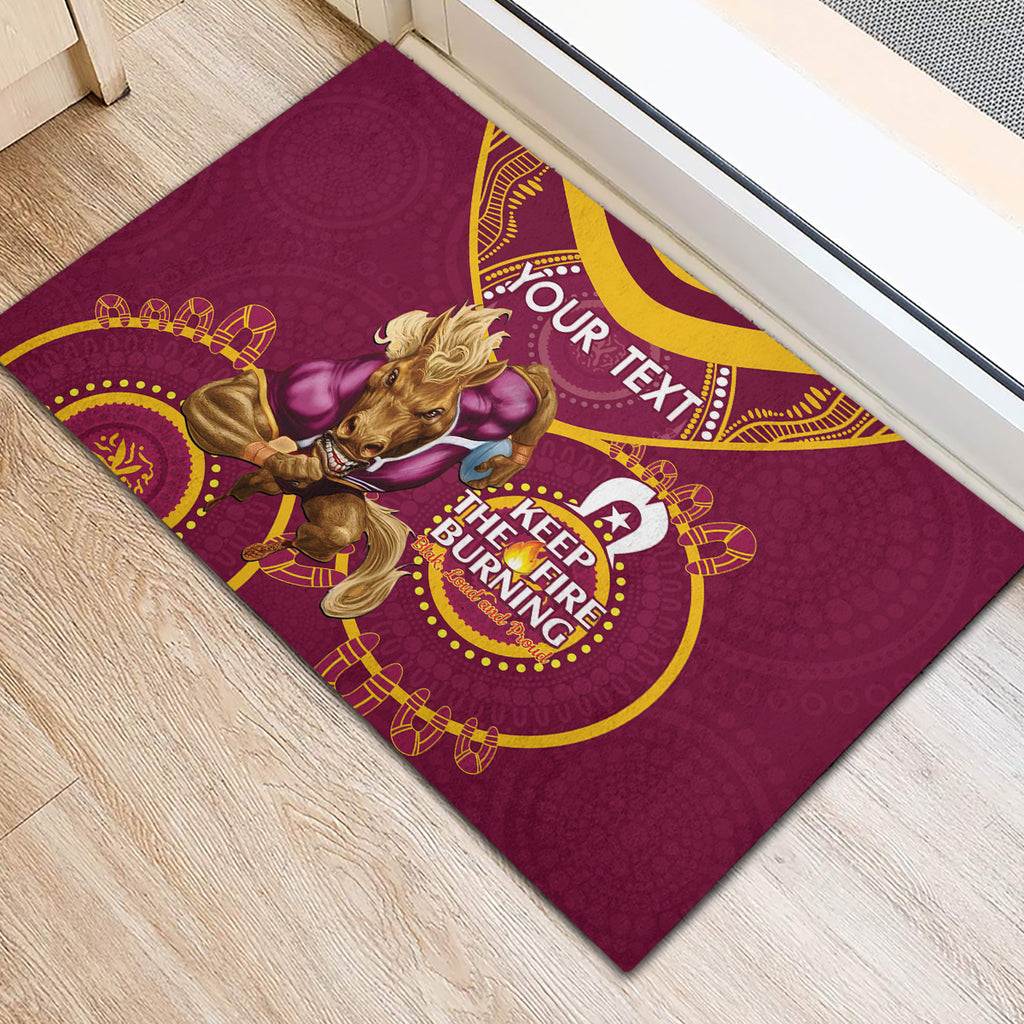 Custom NRL Broncos NAIDOC Week Rubber Doormat Keep The Fire Burning Indigenous Art