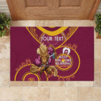 Custom NRL Broncos NAIDOC Week Rubber Doormat Keep The Fire Burning Indigenous Art