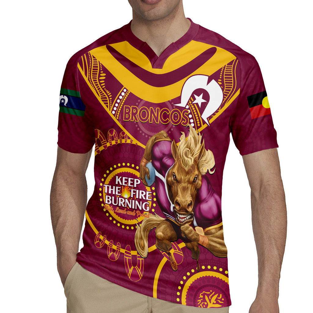 Custom NRL Broncos NAIDOC Week Rugby Jersey Keep The Fire Burning Indigenous Art
