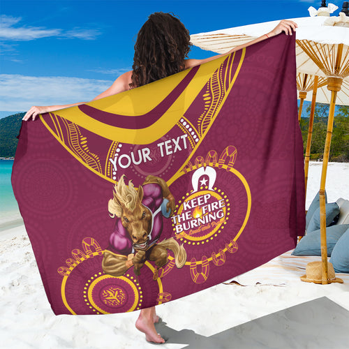 Custom NRL Broncos NAIDOC Week Sarong Keep The Fire Burning Indigenous Art