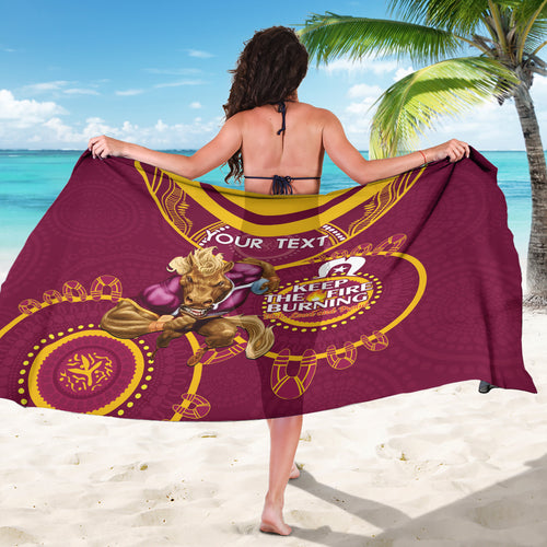 Custom NRL Broncos NAIDOC Week Sarong Keep The Fire Burning Indigenous Art