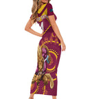 Custom NRL Broncos NAIDOC Week Short Sleeve Bodycon Dress Keep The Fire Burning Indigenous Art