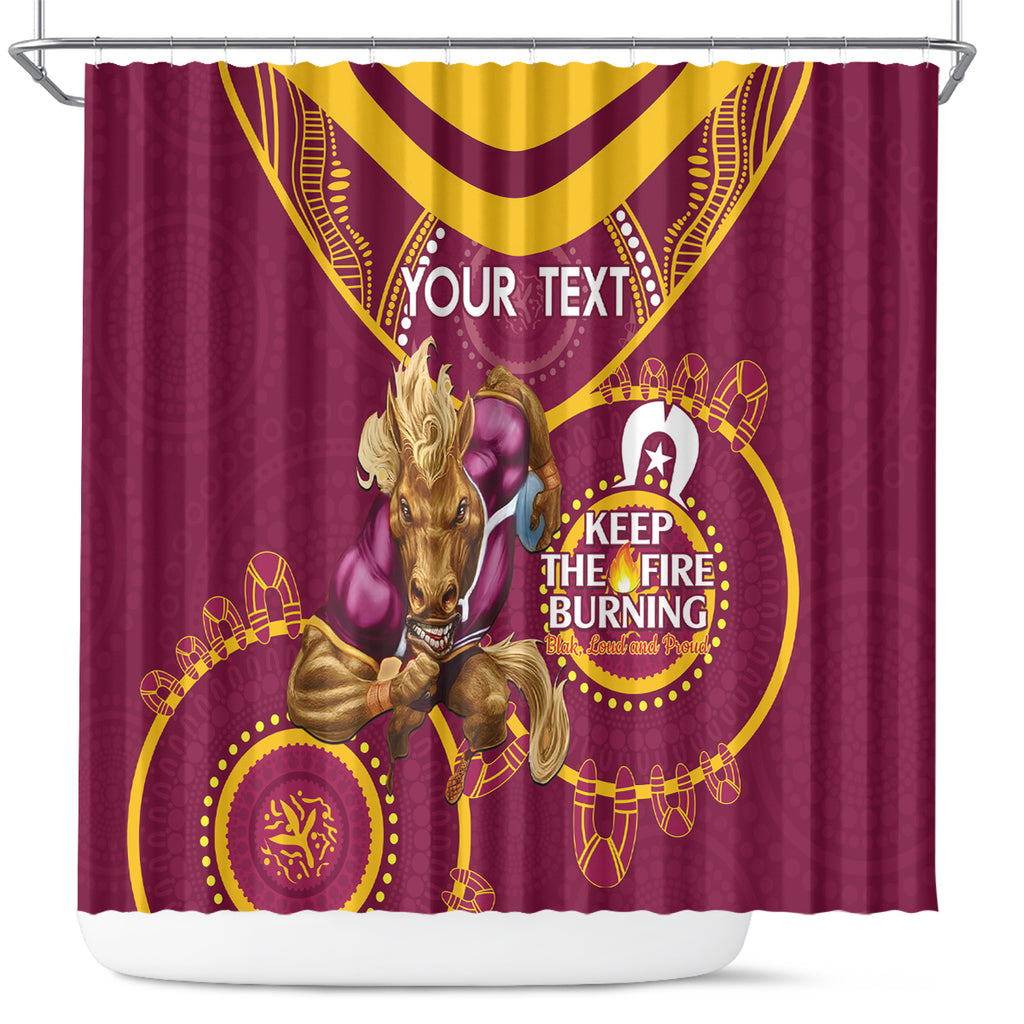 Custom NRL Broncos NAIDOC Week Shower Curtain Keep The Fire Burning Indigenous Art
