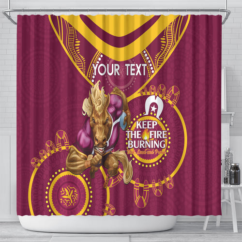 Custom NRL Broncos NAIDOC Week Shower Curtain Keep The Fire Burning Indigenous Art