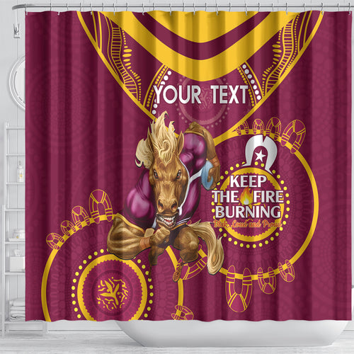 Custom NRL Broncos NAIDOC Week Shower Curtain Keep The Fire Burning Indigenous Art