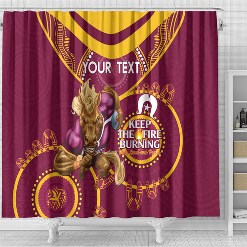 Custom NRL Broncos NAIDOC Week Shower Curtain Keep The Fire Burning Indigenous Art