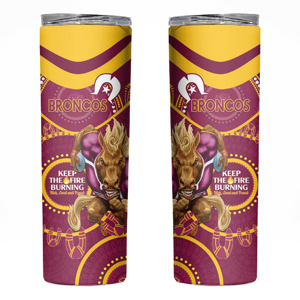 NRL Broncos NAIDOC Week Skinny Tumbler Keep The Fire Burning Indigenous Art