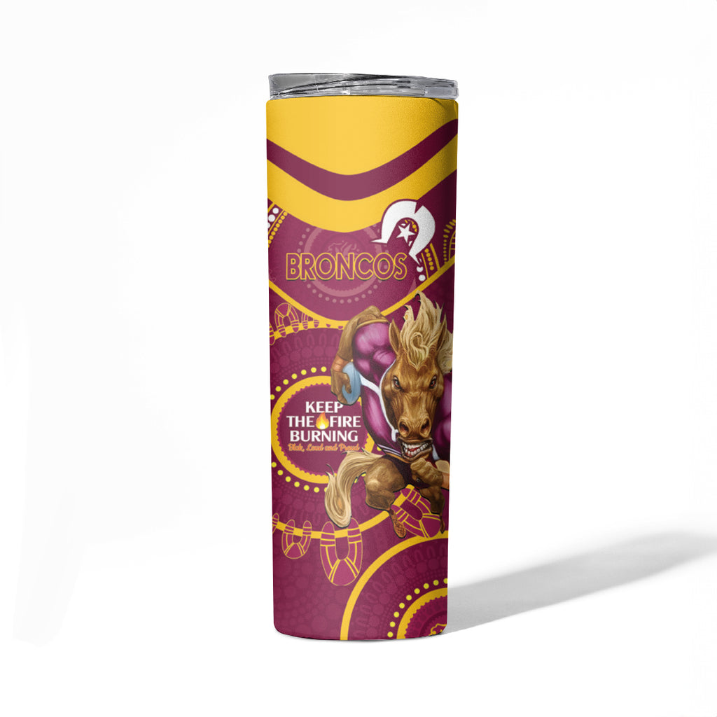 NRL Broncos NAIDOC Week Skinny Tumbler Keep The Fire Burning Indigenous Art