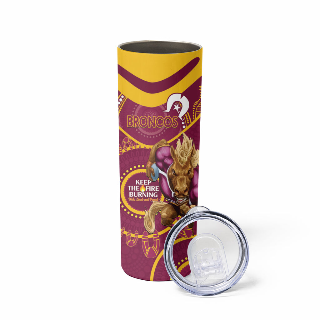 NRL Broncos NAIDOC Week Skinny Tumbler Keep The Fire Burning Indigenous Art
