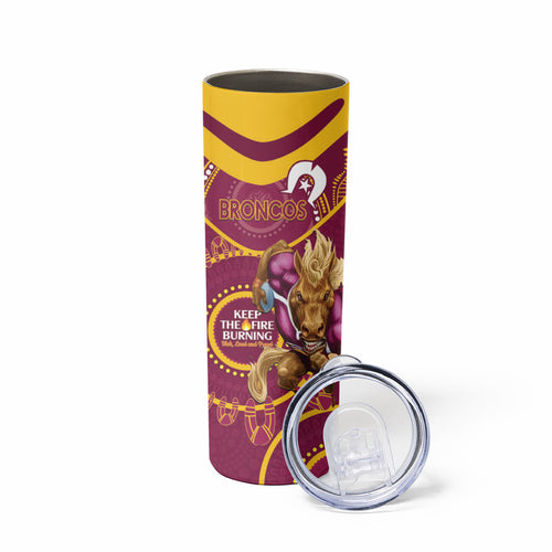 NRL Broncos NAIDOC Week Skinny Tumbler Keep The Fire Burning Indigenous Art