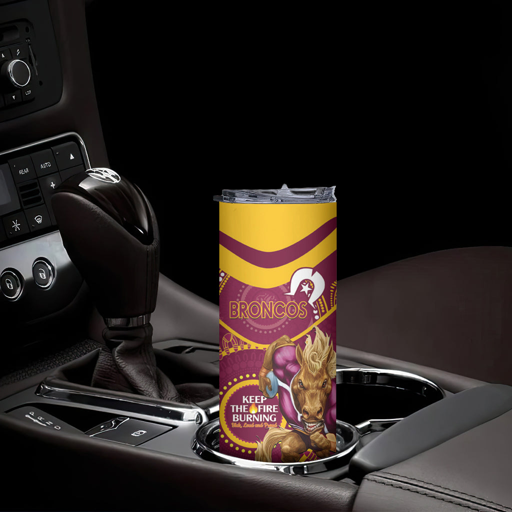 NRL Broncos NAIDOC Week Skinny Tumbler Keep The Fire Burning Indigenous Art