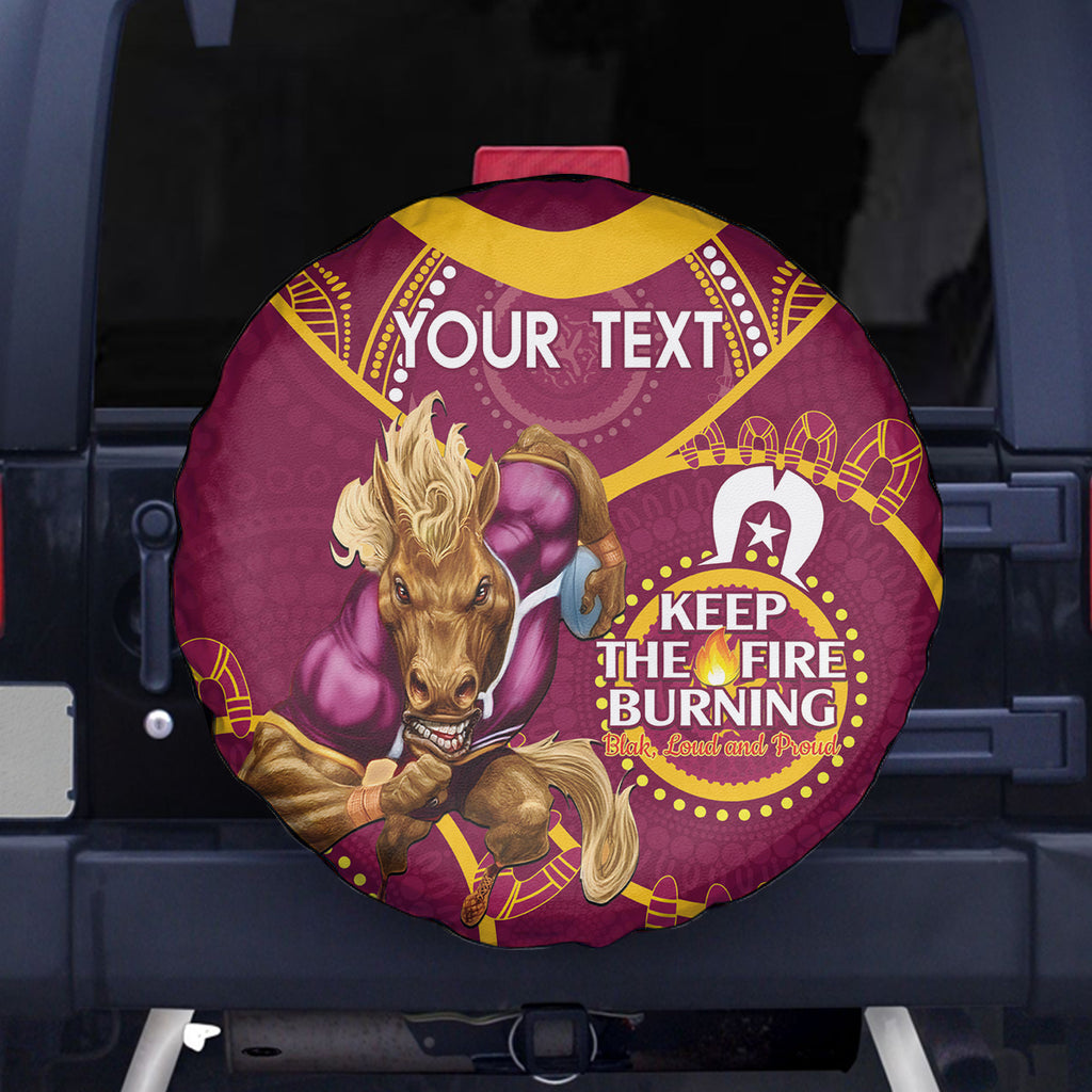 Custom NRL Broncos NAIDOC Week Spare Tire Cover Keep The Fire Burning Indigenous Art
