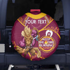 Custom NRL Broncos NAIDOC Week Spare Tire Cover Keep The Fire Burning Indigenous Art