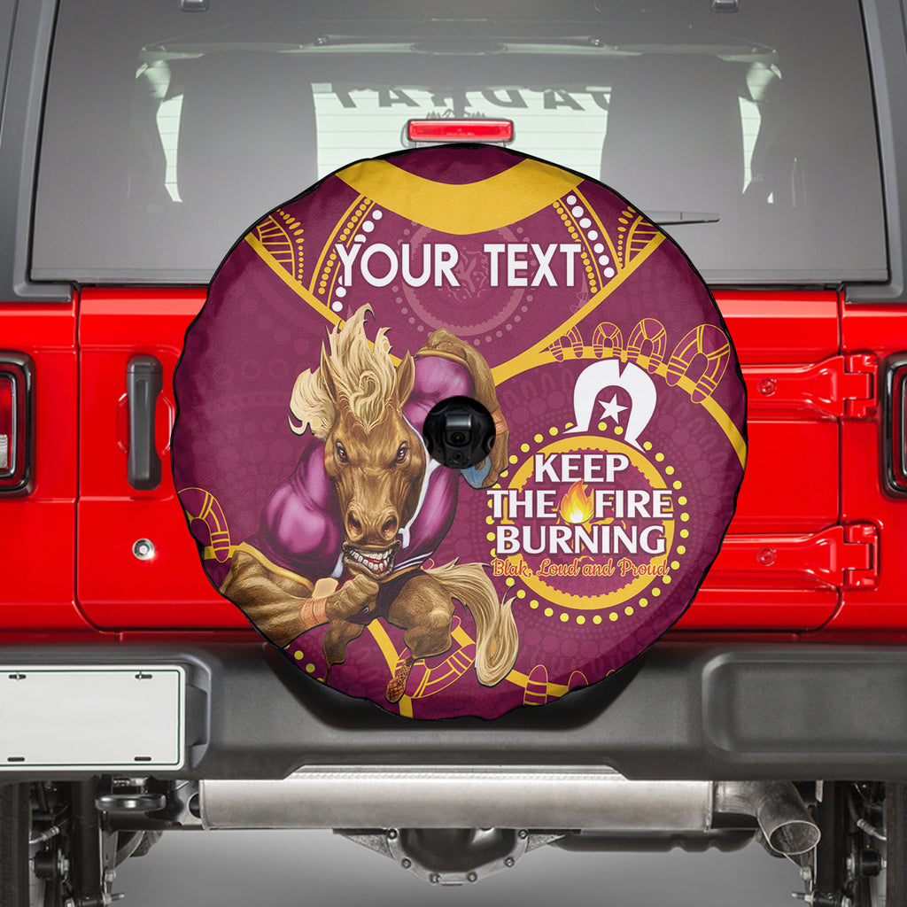 Custom NRL Broncos NAIDOC Week Spare Tire Cover Keep The Fire Burning Indigenous Art