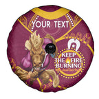 Custom NRL Broncos NAIDOC Week Spare Tire Cover Keep The Fire Burning Indigenous Art