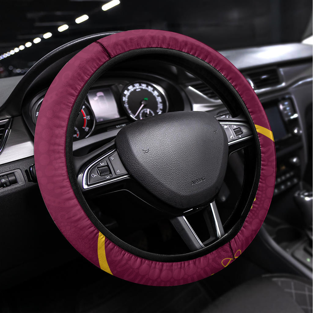 NRL Broncos NAIDOC Week Steering Wheel Cover Keep The Fire Burning Indigenous Art