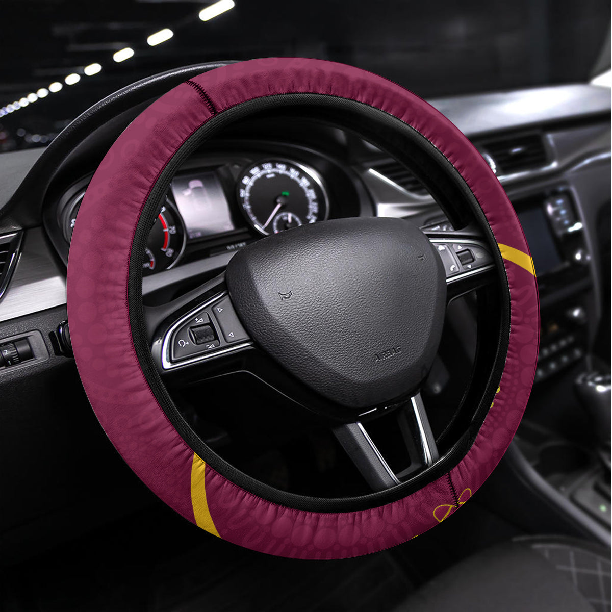 NRL Broncos NAIDOC Week Steering Wheel Cover Keep The Fire Burning Indigenous Art