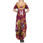Custom NRL Broncos NAIDOC Week Summer Maxi Dress Keep The Fire Burning Indigenous Art